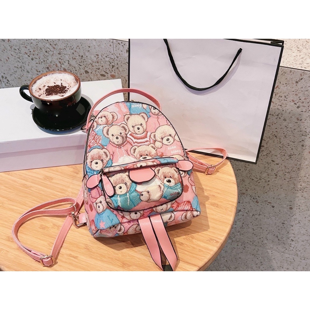Balo nữ thời trang Bag.thanhthu đủ size hoạ tiết gấu hồng đi học đi chơi siêu xinh 103