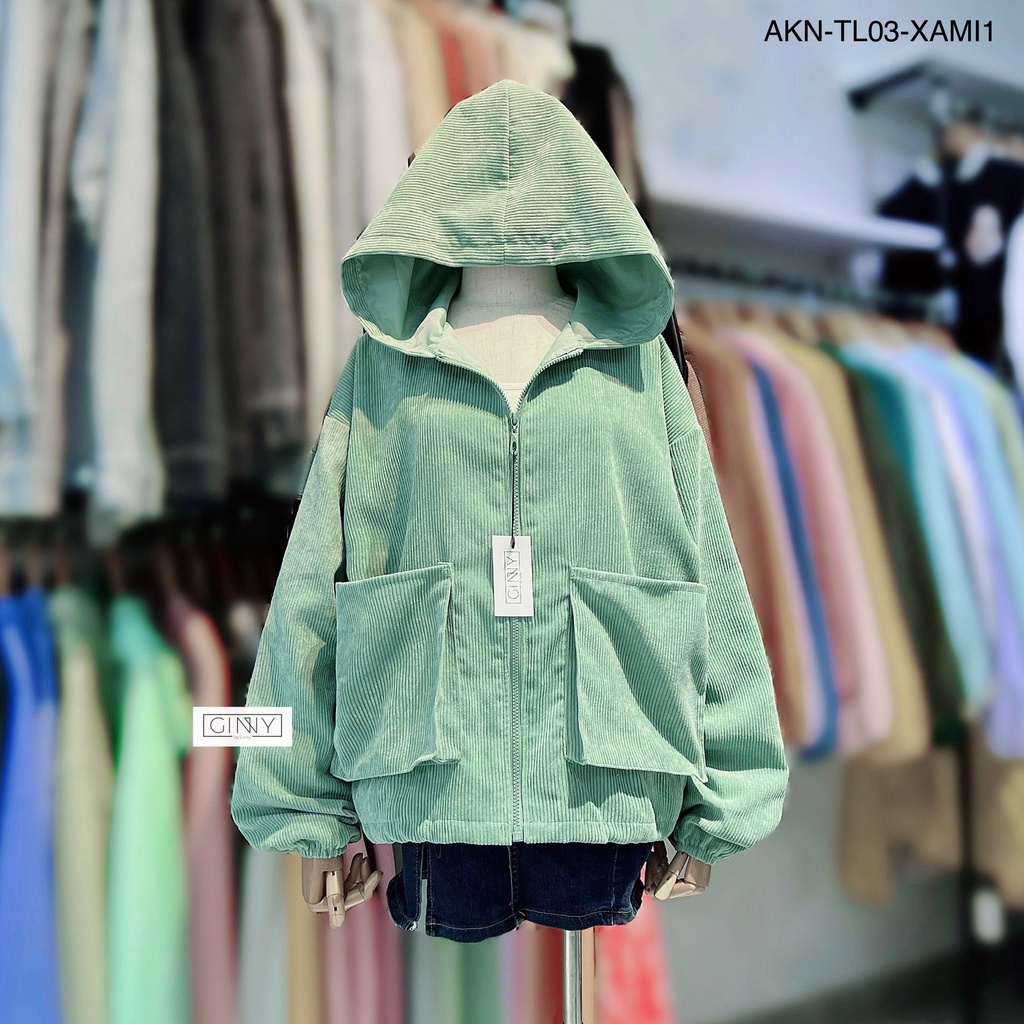 Áo khoác nhung túi hộp GINNY AKN-TL03 phiên bản đặc biệt | Siêu hot trend | Chất liệu cao cấp