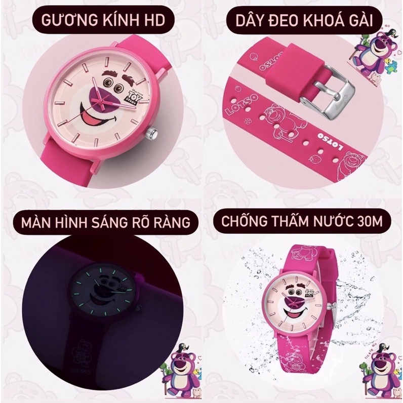 Đồng hồ nam nữ gấu dâu Lotso dây silicone chính hãng Disney