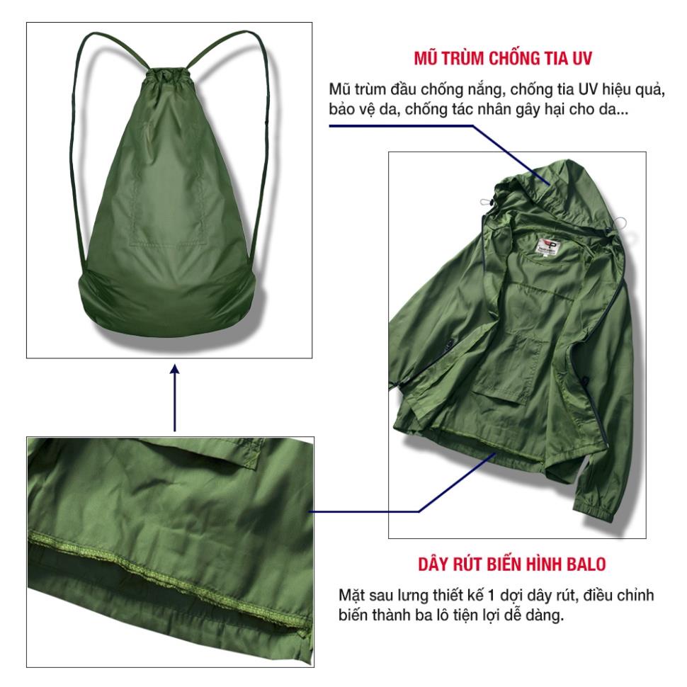 Áo khoác dù nam chống thấm có thể gấp thành balo nhỏ gọn SPMAKD902 - PigoFashion