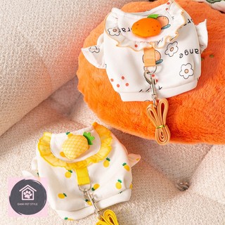 Áo thun yếm kèm dây dắt tiện lợi cho bé thú cưng chó mèo Gami Pet