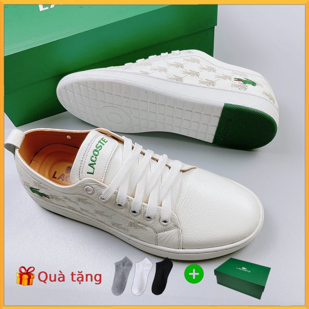 Giày Nam Lacoste Da Bò Cao Cấp - Đế Thơm Hàng Thái Full Box Bill Thẻ bảo hành - DL7241