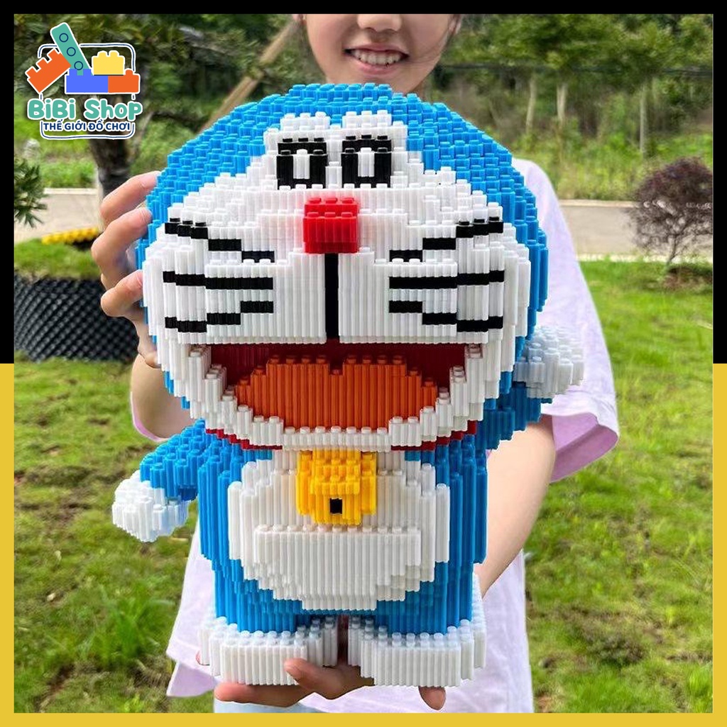Mô hình lắp ráp Doremon hàng hãng, Đồ chơi xếp hình Lego Doraemon cỡ lớn - Tặng búa