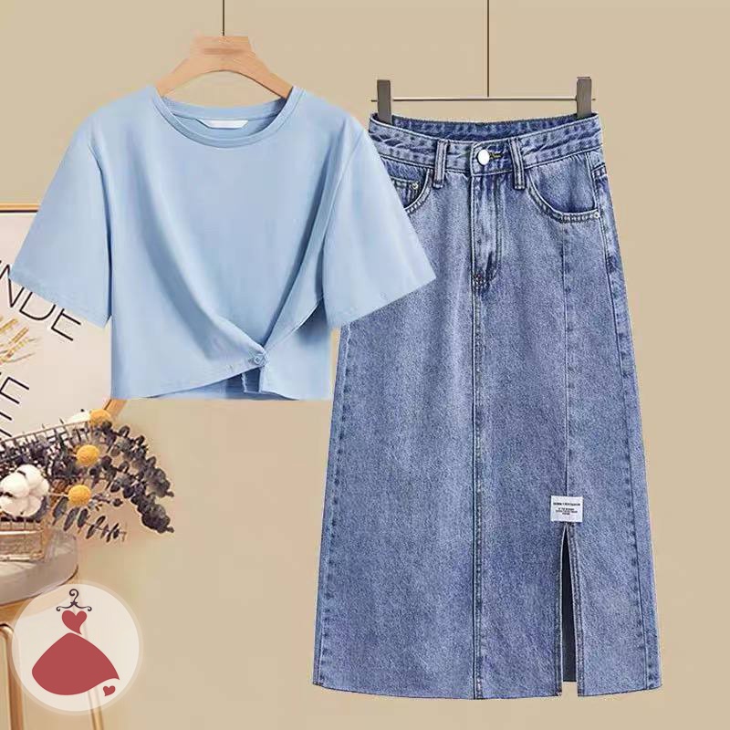 Sét áo thun mix chân váy jean SOBIN Big Size, chân váy Jean, ST017