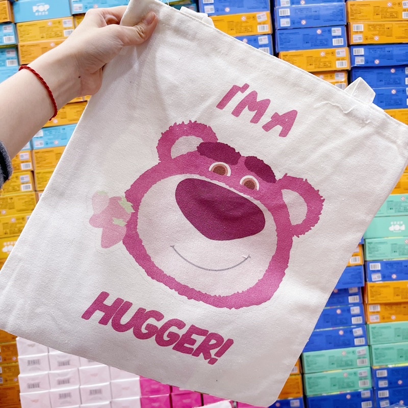 Túi Tote Vải Canvas Gấu Dâu Lotso Bear/Thỏ Tím/Kuromi Cute Đi Học, Đi Làm
