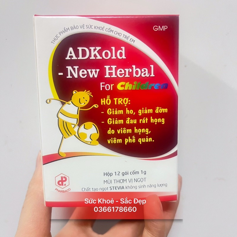 ADKold - New  herbla for childre gói hỗ trợ giảm sổ mũi, ngạt mũi cho trẻ em hộp 10goi