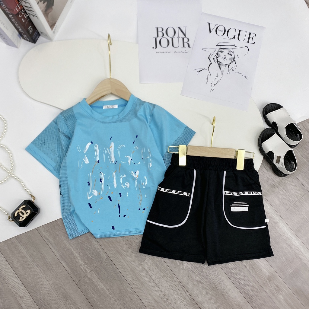 Set đồ bộ quần áo &quot;K.1.N.G&quot; 14-48kg cho bé trai 4-14 tuổi. Năng động, phong cách. Thoáng mát. B57