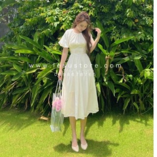 Đầm Nữ Tay Phồng Cột Nơ Ở Vai đầm voan lụa chéo