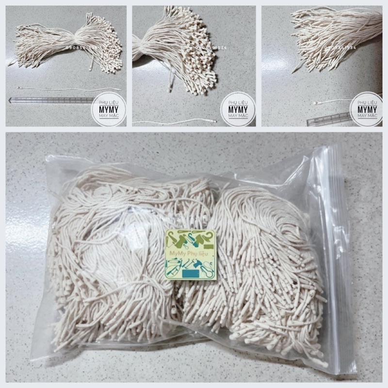 Dây tag treo nhãn mác sợi Cotton Kem Trắng Đen - 1000 sợi