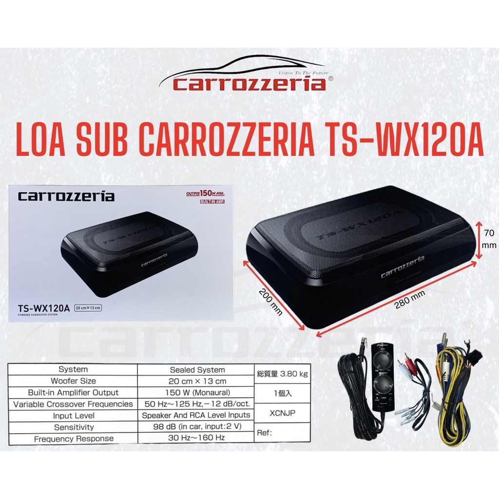 Loa Sub Gầm Ghế Carrozzeria TS-WX120A công suất tối đa 150W