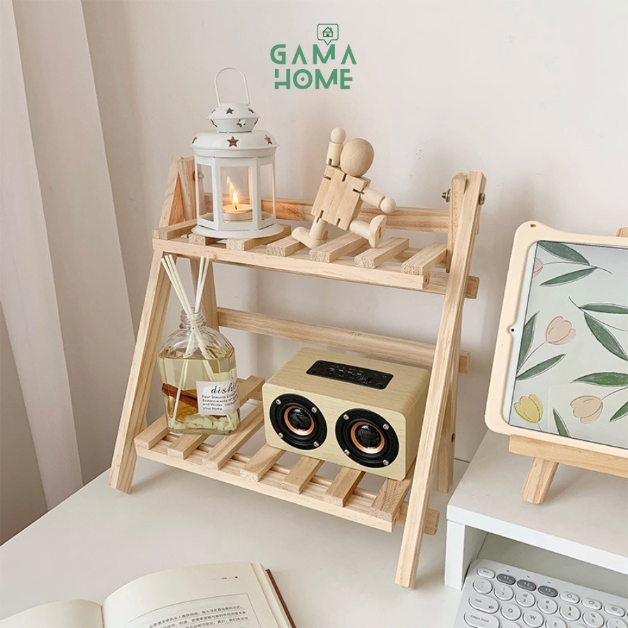 Kệ gỗ để bàn 2 tầng LẮP SẴN mini nhỏ gọn tiện dụng GAMA HOME.