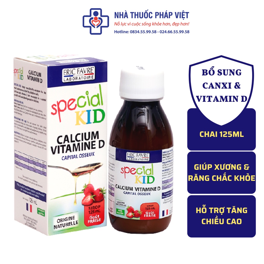 Special Kid Calcium Vitamine D (125ml) - Siro bổ sung canxi và vitamin D, hỗ trợ phát triển chiều cao [Nhập khẩu Pháp]