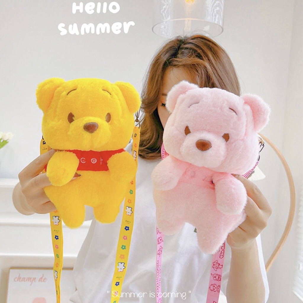 Túi Đeo Chéo Gấu Bông Hình Gấu Pooh - Túi Đeo Vai Hoạt Hình Dễ Thương