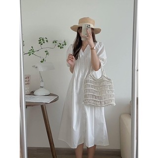 Đầm midi suông xếp li dọc (ảnh thật/ có sẵn)