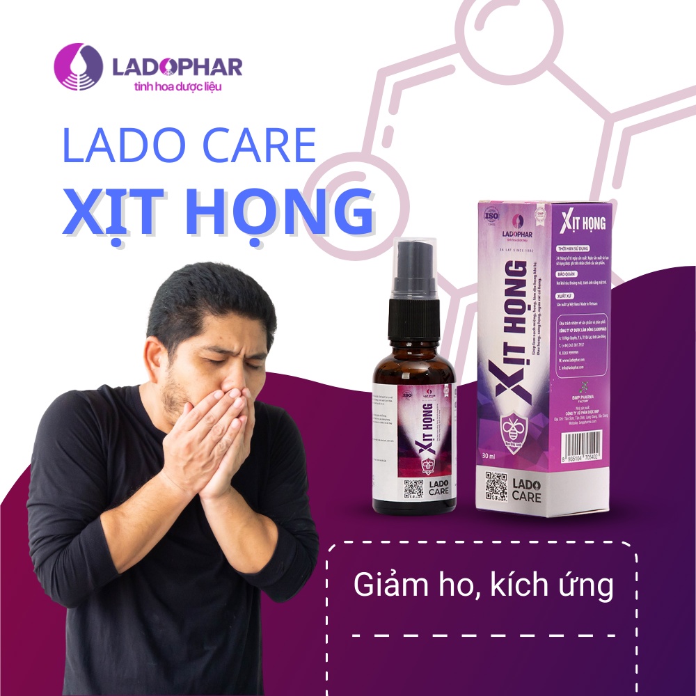 Dung dịch xịt họng Lado Care Xịt Họng Ladophar Chai 30ml