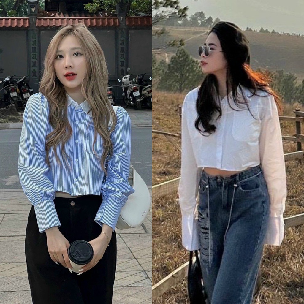 ÁO SƠ MI CROPTOP (KÈM VIDEO HÌNH THẬT)