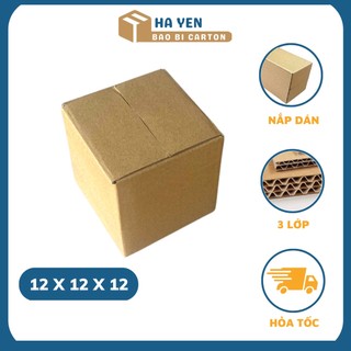 12 x 12 x 12 cm - 1 hộp carton nắp dán 12x12x12 cm
