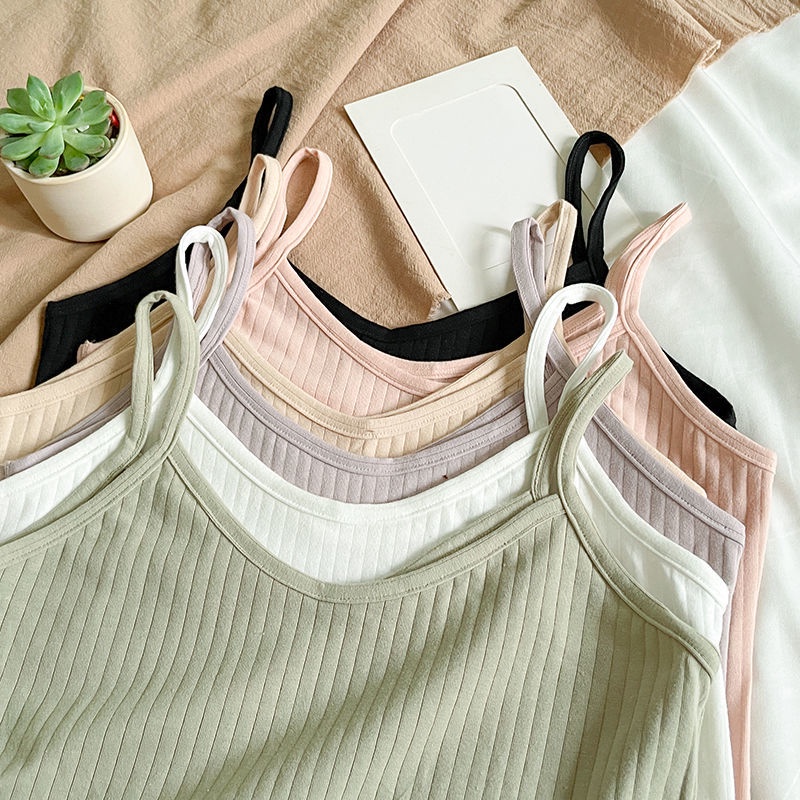 Áo Hai Dây Chất Liệu Cotton Màu Trơn Size Lớn Thời Trang Mùa Hè Cho Nữ Màu Sắc