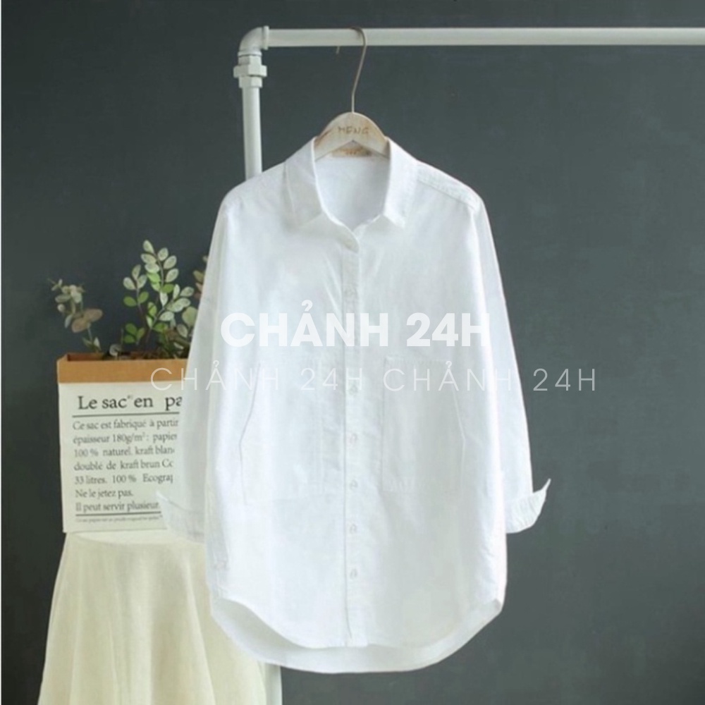 Áo sơ mi nữ bigsize Chảnh 24h thiết kế dáng dài trẻ trung phá cách chất liệu thoáng mát SMH.63