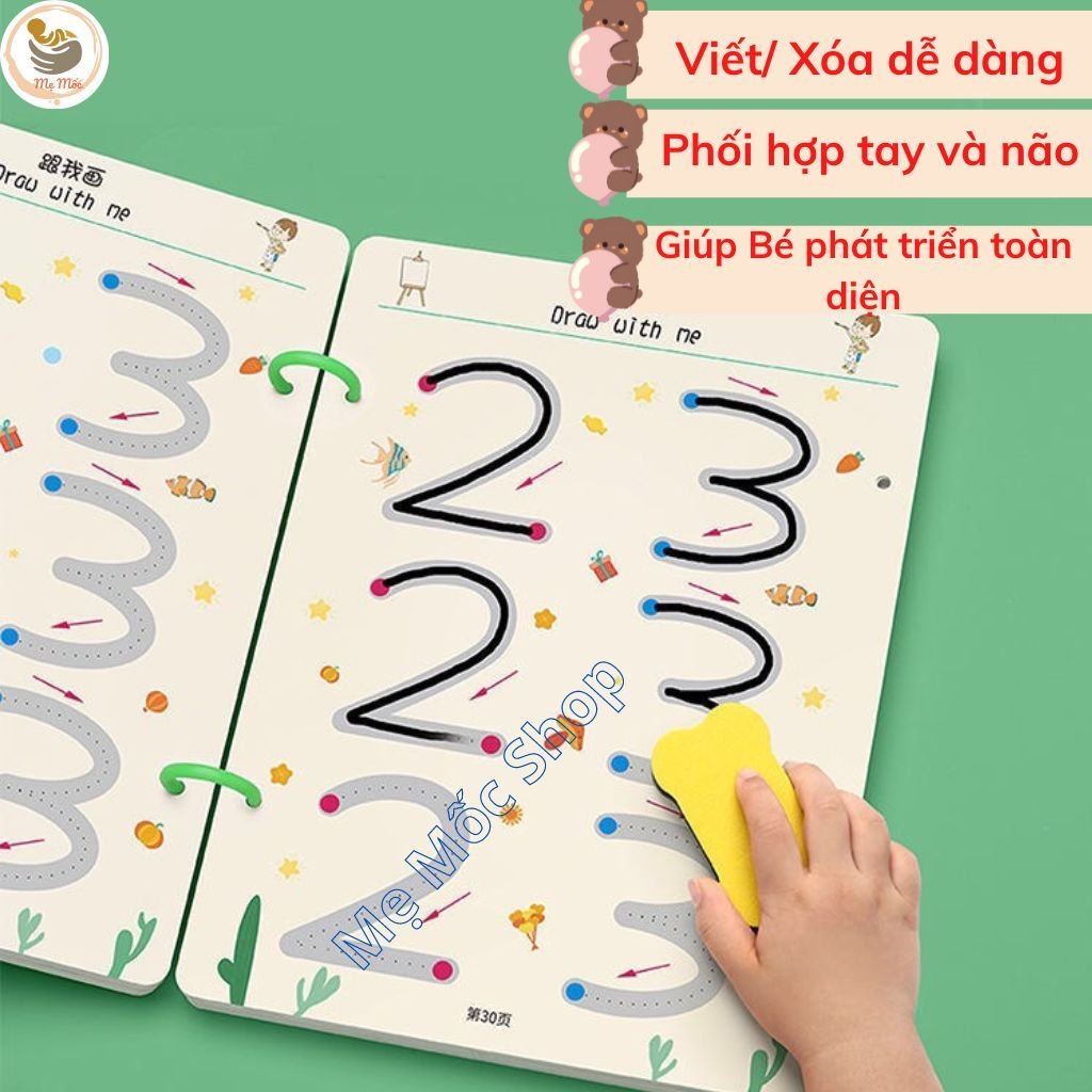 Tập Tô Vẽ Thông Minh Xoá Được Bomocshop Đồ Chơi Montessori Giáo Dục Sớm Cho Bé Tặng Kèm 6 Bút Và Mút Xoá