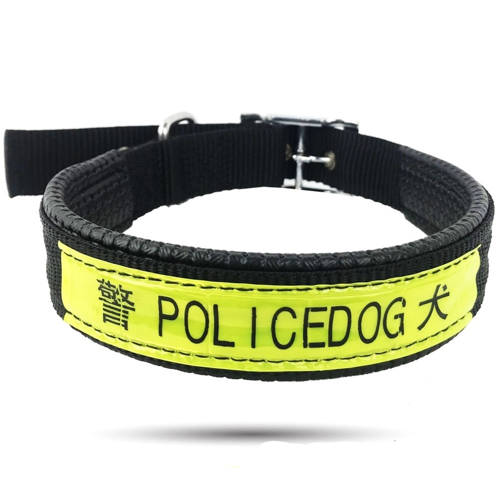Vòng cổ chó mèo Police Dog có đệm da êm mượt bền chắc đủ size - Bivido