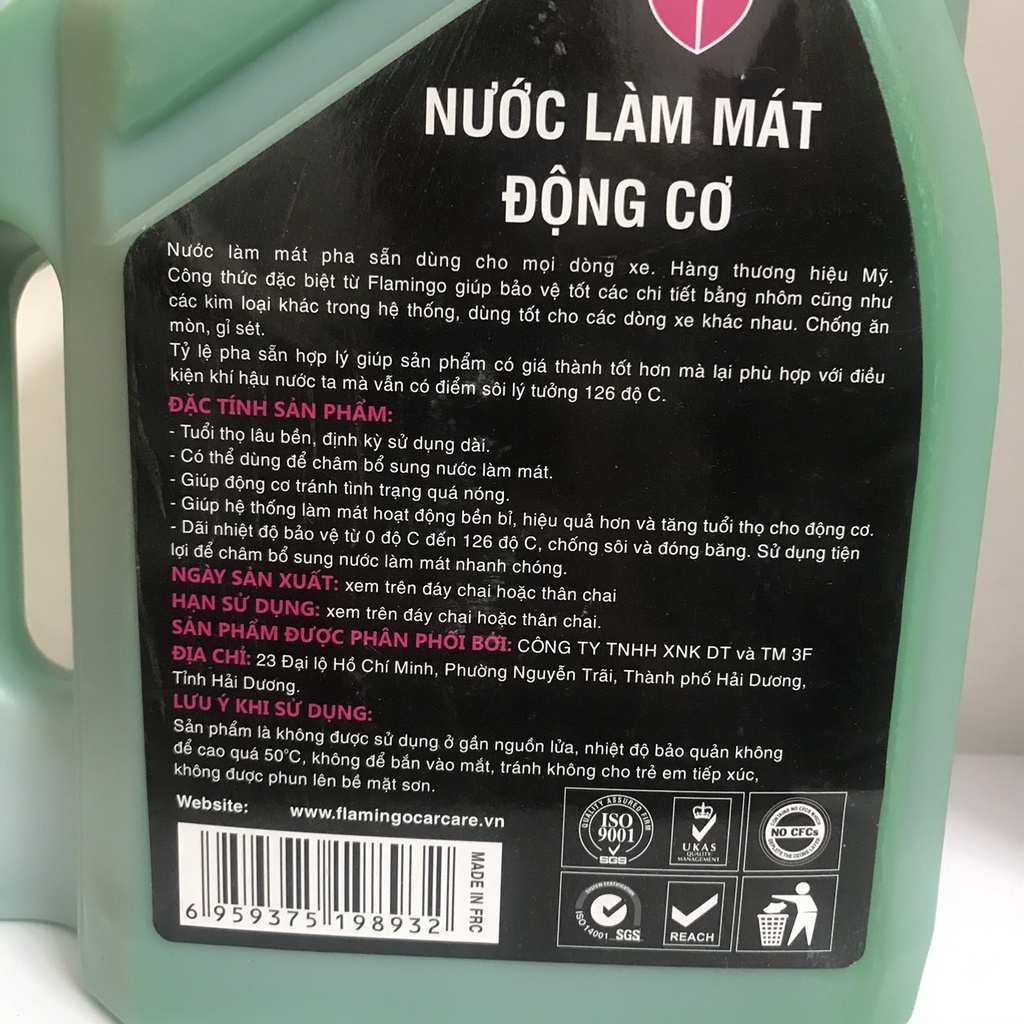 Nước làm mát động cơ ô tô màu xanh Flamingo F078 5 lít - Hãng Phân Phối Chính Thức