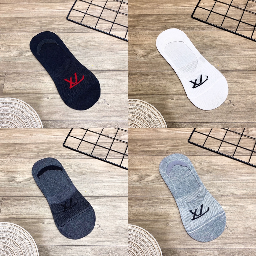 Tất lười nam, tất vô hình, tất nam cố thấp chống trượt phối chữ thời trang - TV17