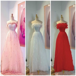 ĐẦM XOÈ MAXI CÚP NGỰC KẾT LÔNG KIM SA TẶNG KÈM HOA TAI THỜI TRANG