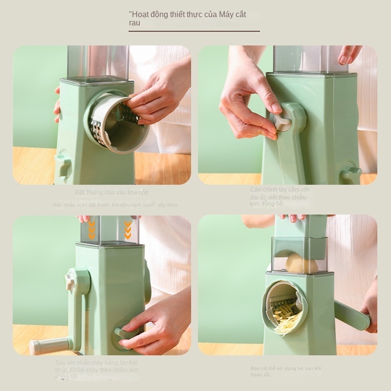 Máy Thái Lát Rau Củ Đa Năng Kèm 6 Lưỡi Dao Cắt - Thái Lát Bào Cắt Củ Quả