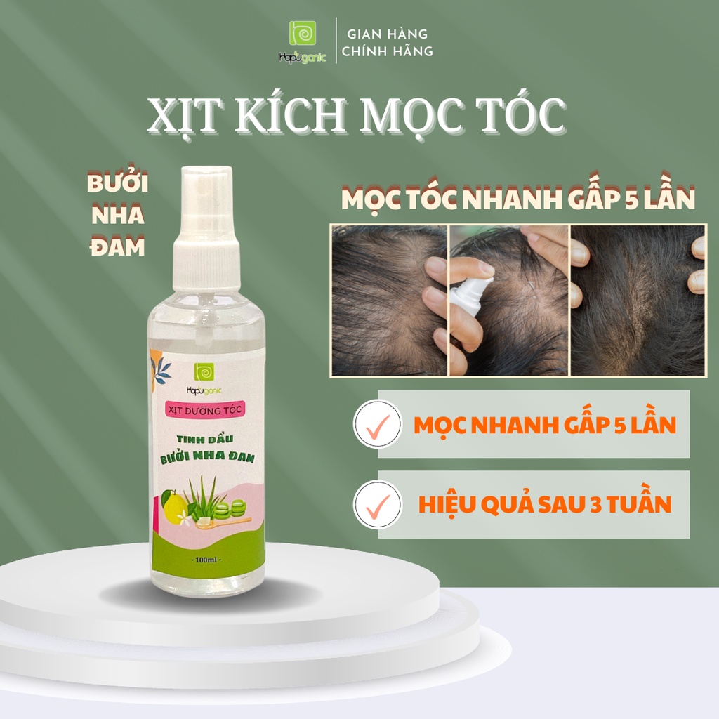 Xịt tinh dầu Bưởi Nha Đam kích mọc tóc Hapu Organic 100ml