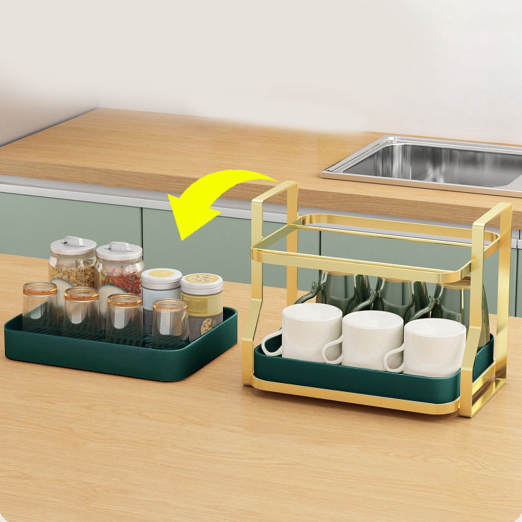 Set 2 Khay Đựng Gia Vị 2 Tầng Có Thể Tháo Rời Tiện Dụng