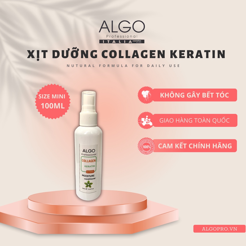 SỮA DƯỠNG PHỤC HỒI TÓC KERATIN COLLAGEN ALGO- Chai nhỏ 100ml
