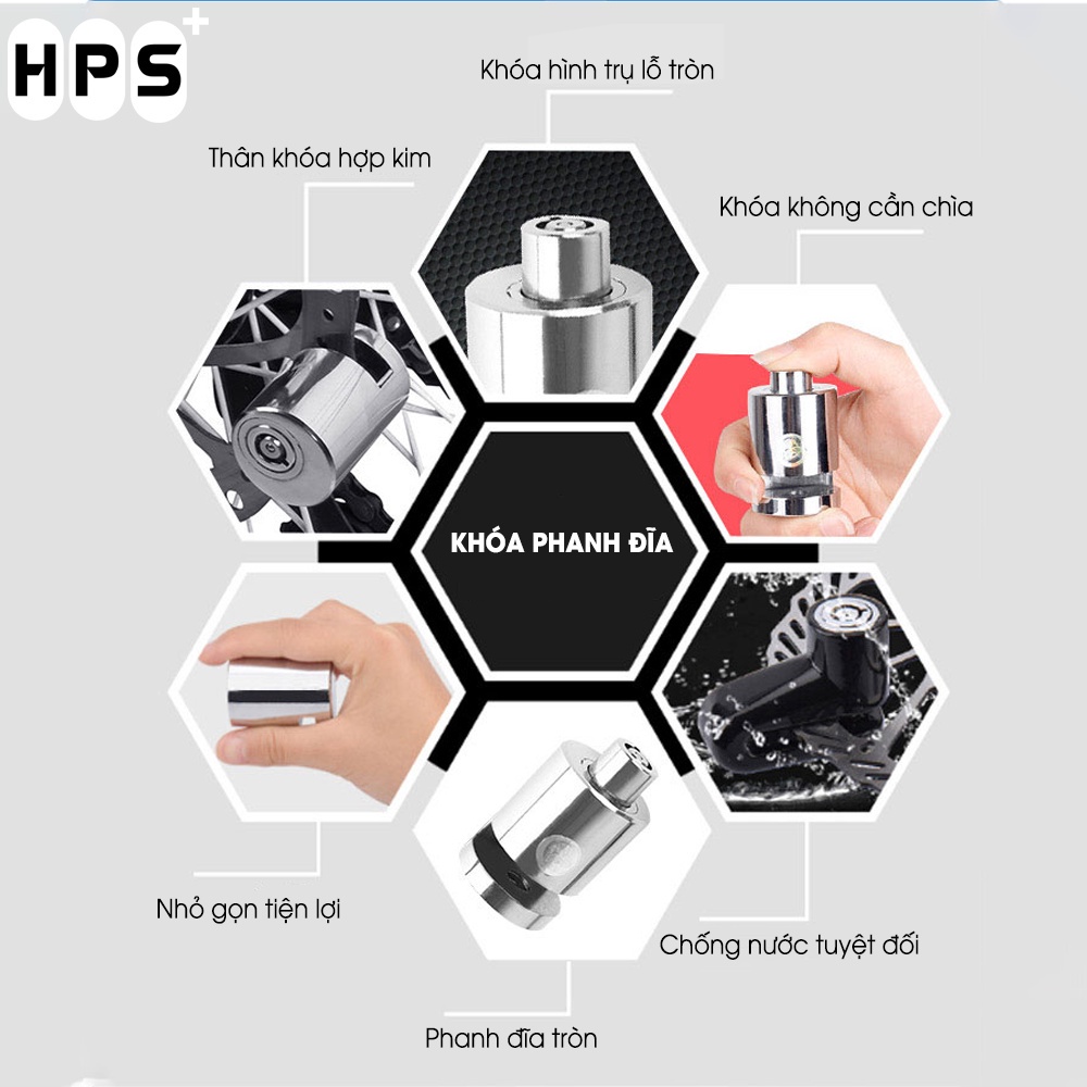 Khóa phanh đĩa chống trộm xe máy xe đạp điện, chất liệu thép không gỉ, chịu lực cao, - nhamoi