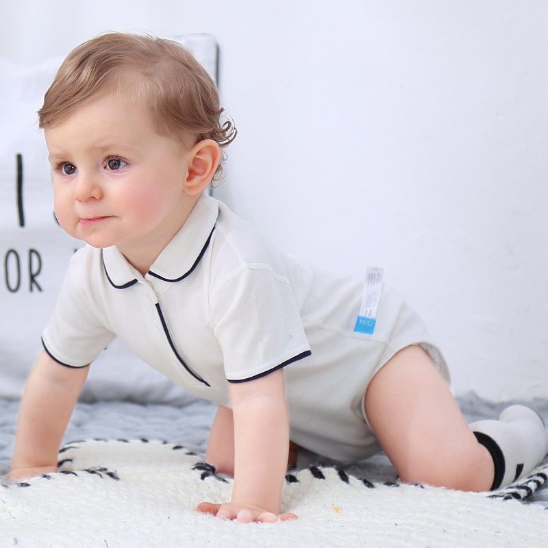 Body Trắng Polo Ngắn Tay Bé Trai 3-12 Tháng -Hàng cao cấp