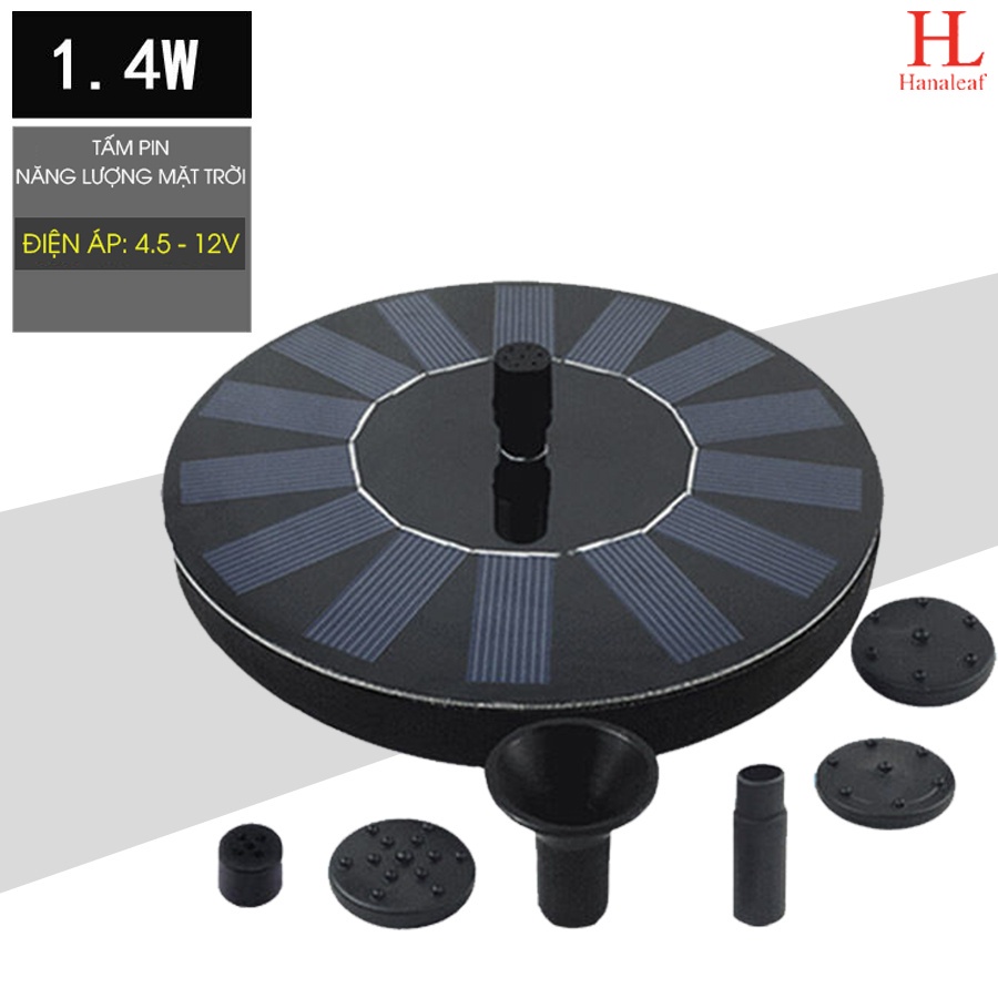 Đài phun nước hình lá sen năng lượng mặt trời 1.4w 6 đầu vòi phun tiện dụng ,trang trí tiểu cảnh, hồ cá coi ngoài trời