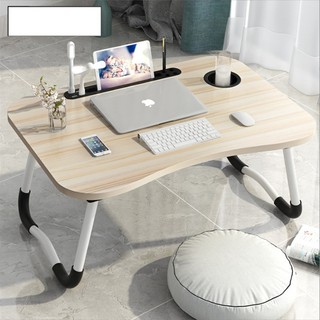 Bàn di động ngồi giường có lỗ cắm bút, khe cắm ipad, chỗ để cốc, 2 khe usb, bàn laptop gấp gọn, bàn học thông minh
