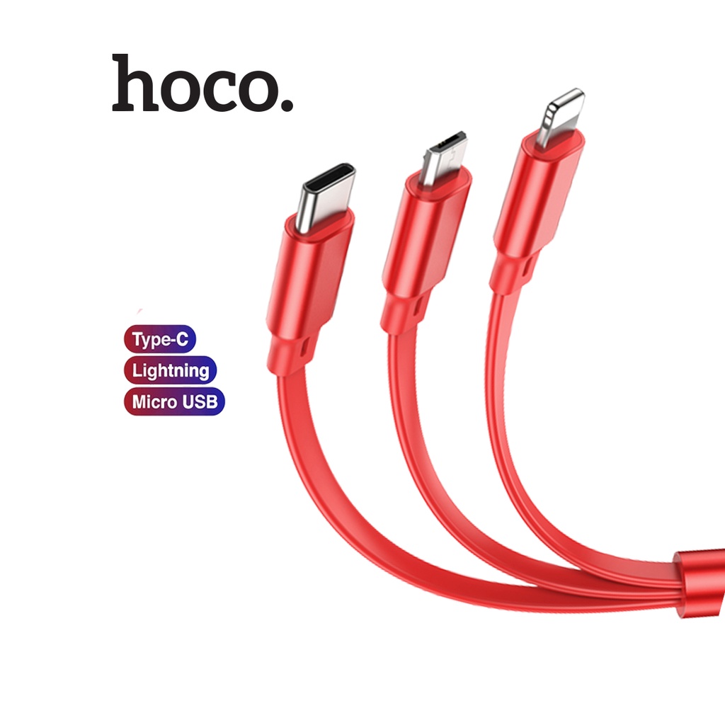 Cáp Sạc dây rút đa năng Hoco X75 3in1 2A (I.p + Micro USB + Type-C) tương thích với dành cho Smartphone/Android/Ip10/11