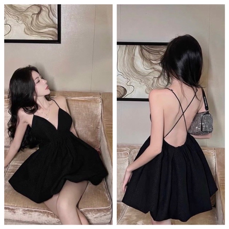 ĐẦM TKQC DÂY CHÉO HỞ LƯNG SEXY FORM XOÈ CÓ MÚT NGỰC( Hàng đẹp l1)