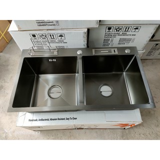 Chậu rửa chén bát phủ nano đen 8245 dao thớt inox sus304