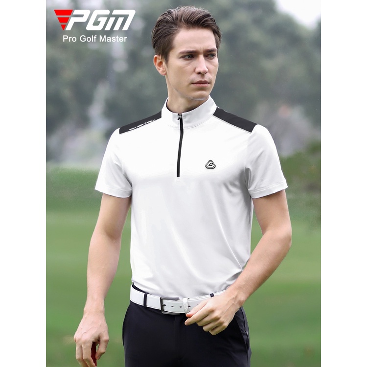 Áo Thun Đánh golf Ngắn Tay Cổ Đứng Có Khóa Kéo Nhanh Khô Mẫu Mới 2023 PGM Thời Trang Mùa Hè Cho Nam