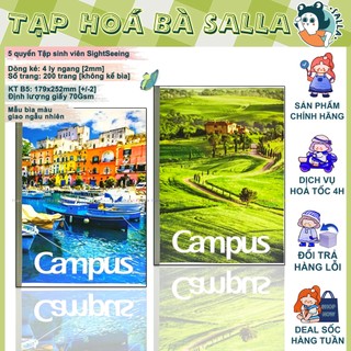 Lốc 5 Quyển Tập sinh viên 4 ly ngang Campus SIGHTSEEING 200 Trang ( Sinh Viên )