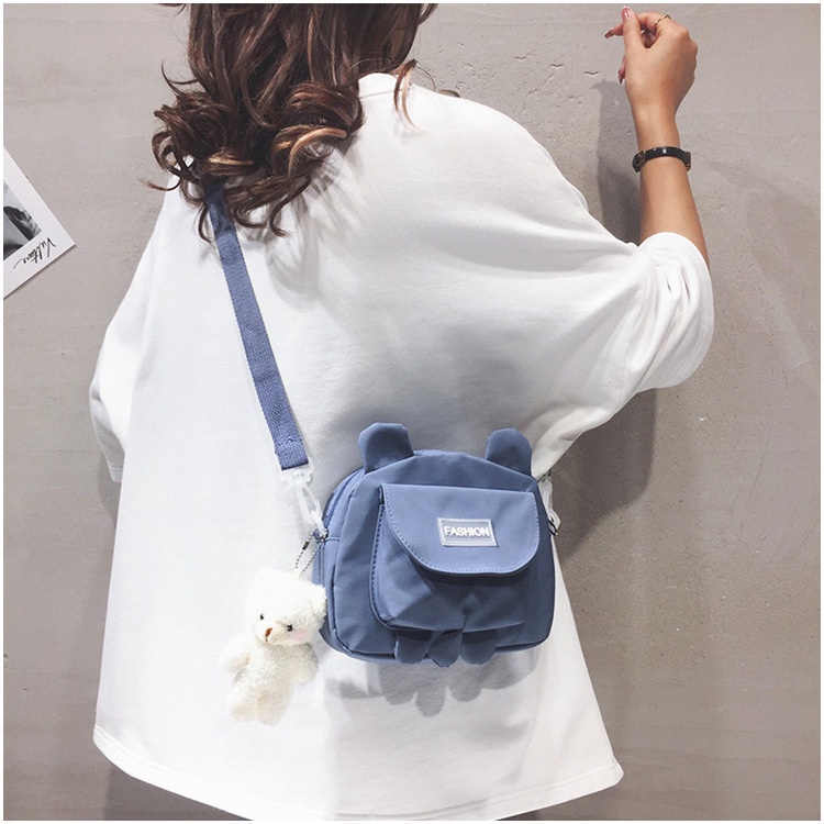 One Túi Đeo Chéo canvas Hình Gấu Dễ Thương Cho Nữ