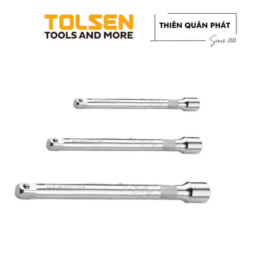 Cần nối tuýp (típ) Tolsen 15122 (1/4"x100mm), 15123 (3/8"x75mm), 15127 (1/2"x125mm) là từ thép Cr-V