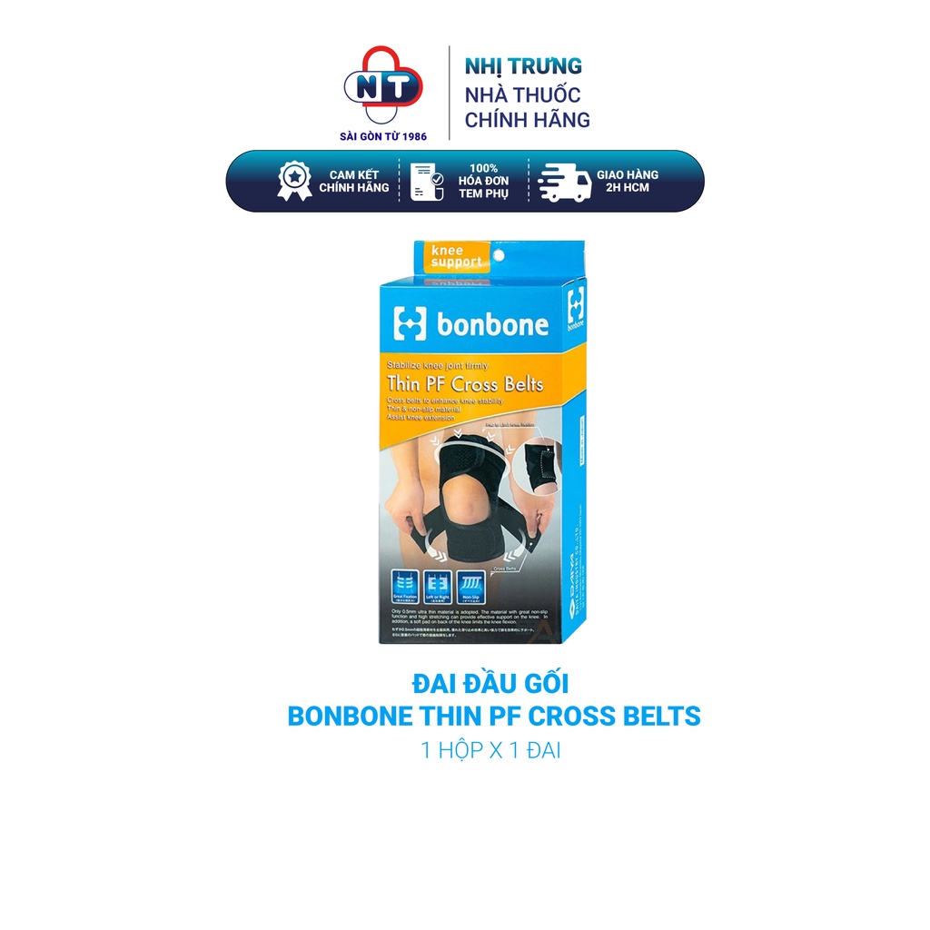 Đai đầu gối Bonbone Thin PF Cross Belt hộp 1 đai