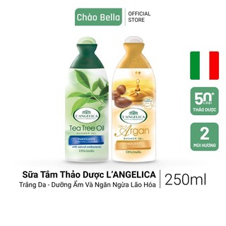 Sữa Tắm Thảo Dược Cao Cấp Ý L'angelica (Dầu Argan & Cây Trà) | Trắng Da, Dưỡng Ẩm, Ngăn Ngừa Lão Hóa Và Thơm Lâu (250ml)