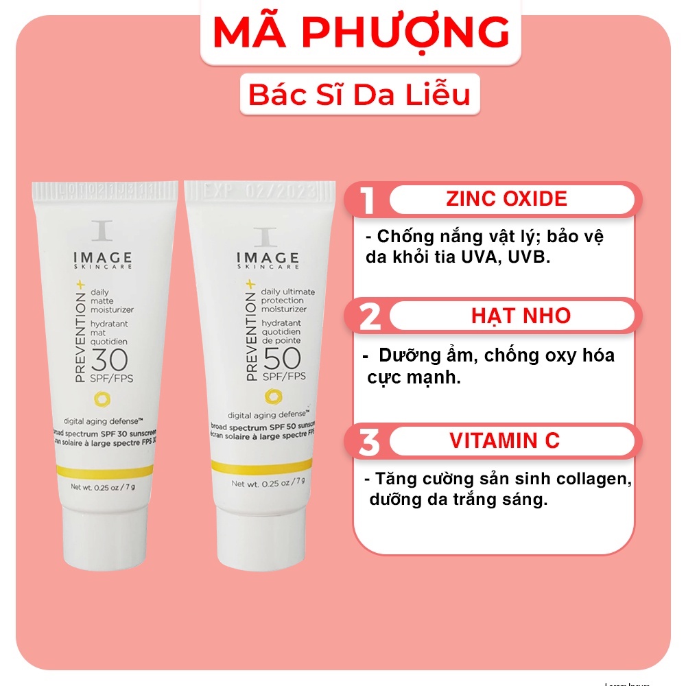 Sample Kem Chống Nắng Image Skincare mini 7g TUÝP NHỎ