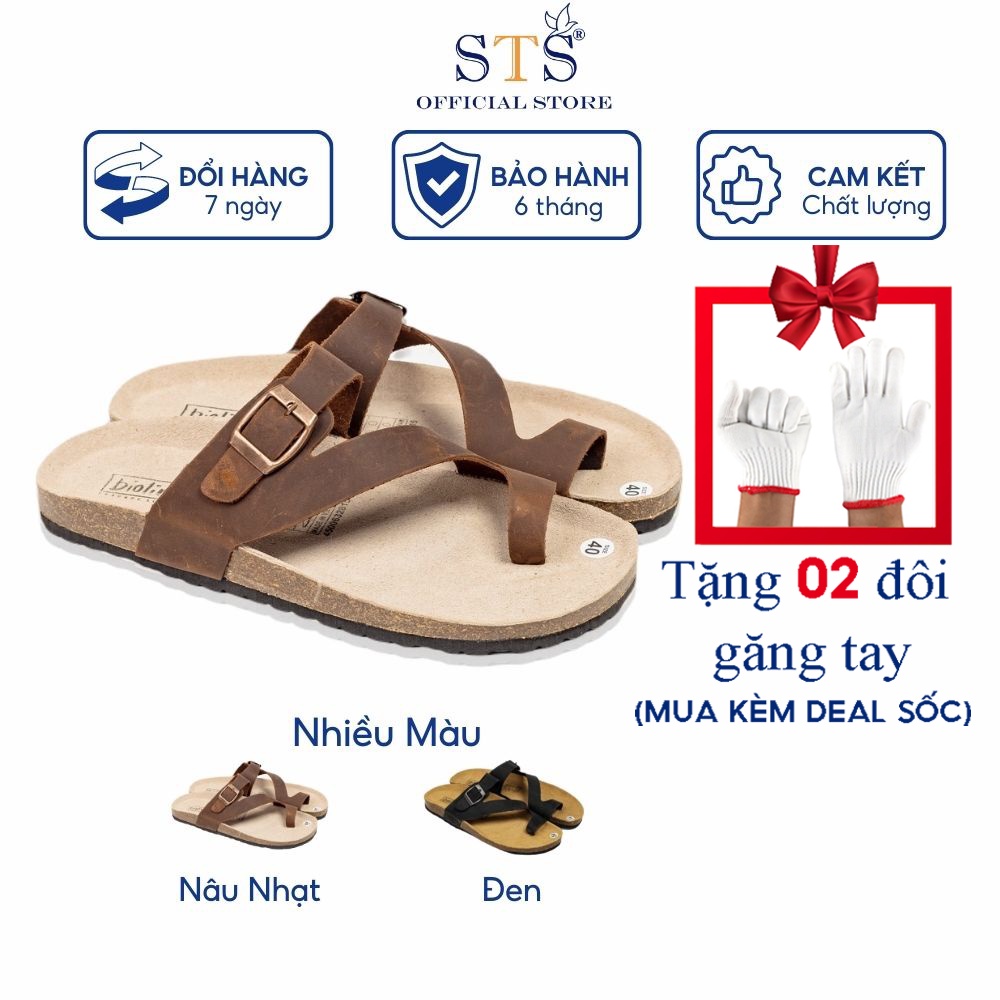 Dép Birken xỏ ngón quai chéo đi biển đi chơi DA BÒ THẬT NGUYÊN TẤM hàng xuất dư cao cấp siêu bền ST24