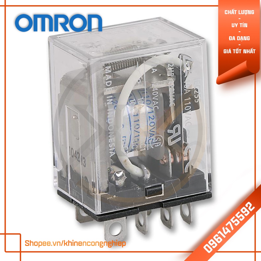 Rơ Le Trung Gian 8 Chân Dẹt To OMRON LY2N 12V / 24V / 110V / 240V + Đế PTF08A