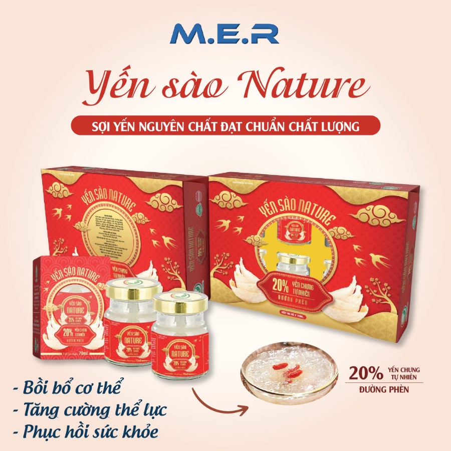 Yến Sào Nature Cao Cấp - Yến Chưng Đường Phèn Cao Cấp Hộp 6 hủ