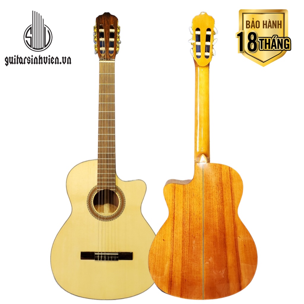 Guitar Classic Gỗ Hồng Đào Cao Cấp - Lắp Sẵn EQ Met B12 Chính Hãng - Tặng Kèm Dây Jack Và Phụ Kiện